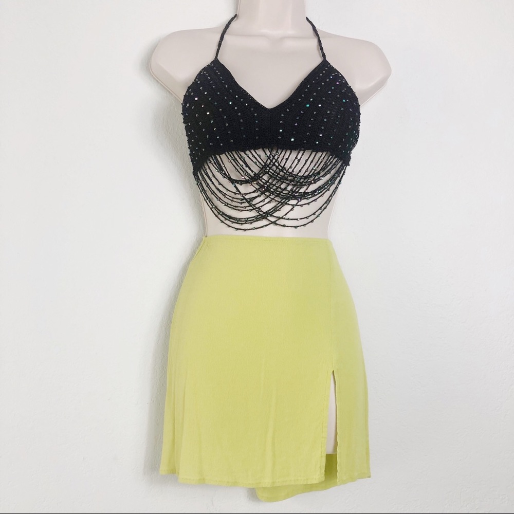 Black Sequin Beaded Bra Top, Size M/L